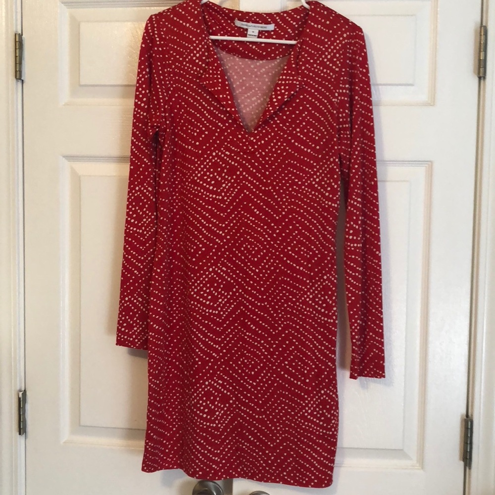 DvF red and white printed shift dress